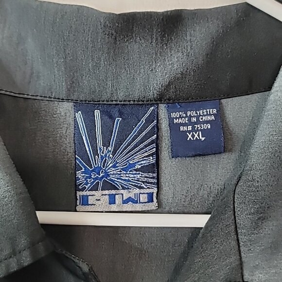 C-Two Mens XXL Hawaiian Shirt Black Gray Blue Wave Graphic Graffiti Design - Picture 4 of 14